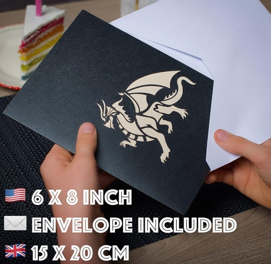 Featuring 3D pop up fantasy dragon greeting card for birthday gift