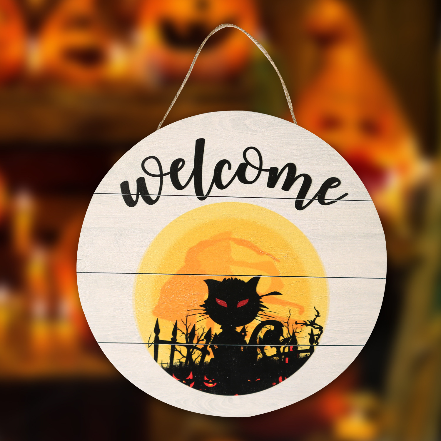 Welcome sign for front door Round Wood Sign Hanging Welcome