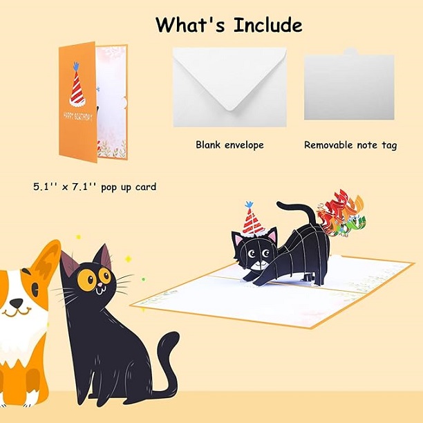 Encouragement Cards with Black Cat for Get Well Thank You Anniversary