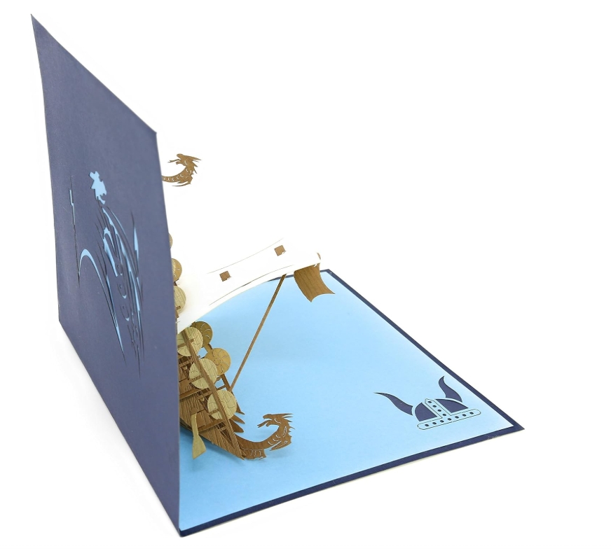 Norse Viking Ship 3D Pop Up Card for All Occasions Happy Anniversary Pop Up Birthday Card for Men Retirement Card