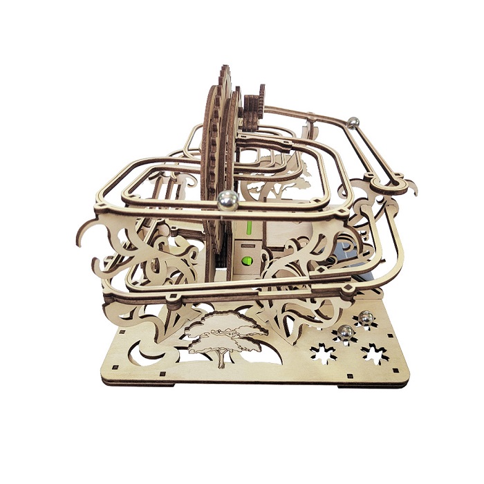 3D puzzle Solar energy mechanical track ball rolling wooden simulation ornaments hand-assembled dynamic model wooden three-dimensional