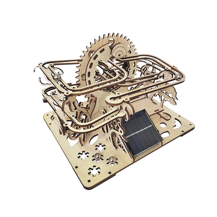 3D puzzle Solar energy mechanical track ball rolling wooden simulation ornaments hand-assembled dynamic model wooden three-dimensional