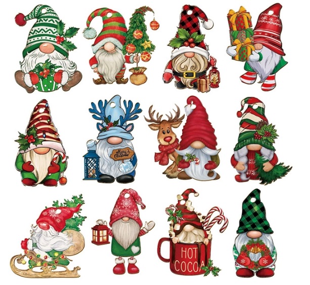 Wooden Hanging Ornaments Christmas Gnome ,Gnome Wood Ornaments for Christmas Tree
