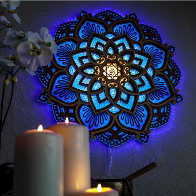 Wooden Mandala Hanging Light