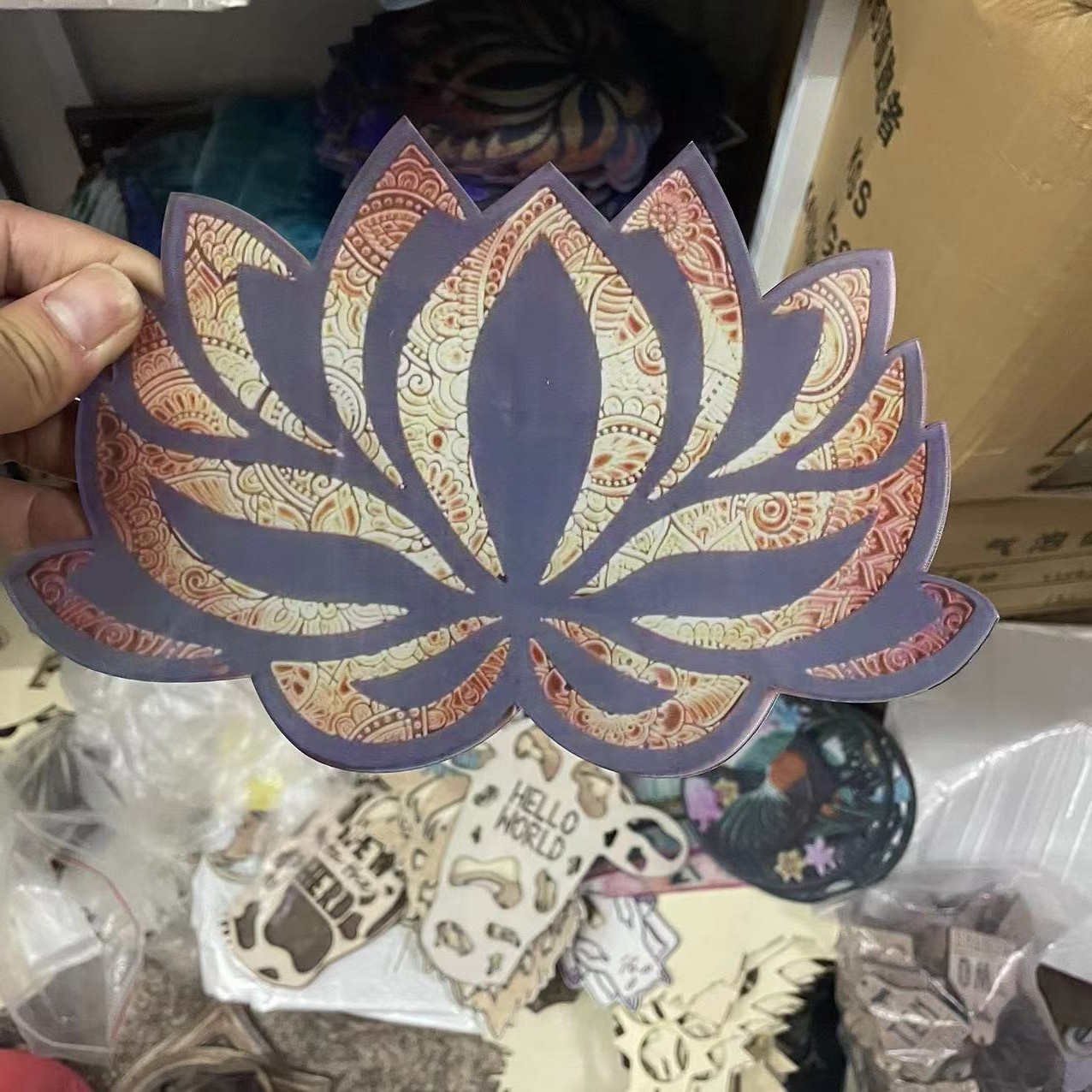 Wooden Mandala Hanging Light