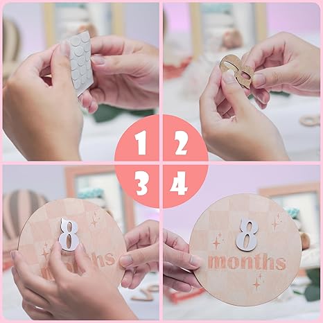 Wooden Baby Monthly Milestone Card CD Set Newborn Photography Props