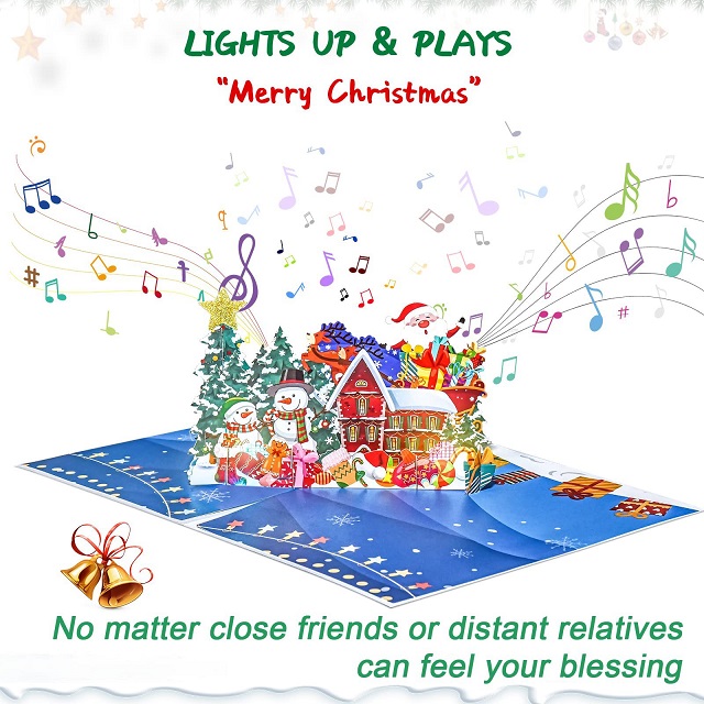 Lights and music 3D Christmas greeting card