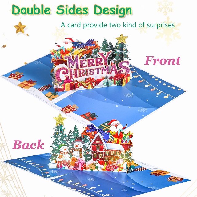 Lights and music 3D Christmas greeting card