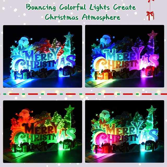 Lights and music 3D Christmas greeting card