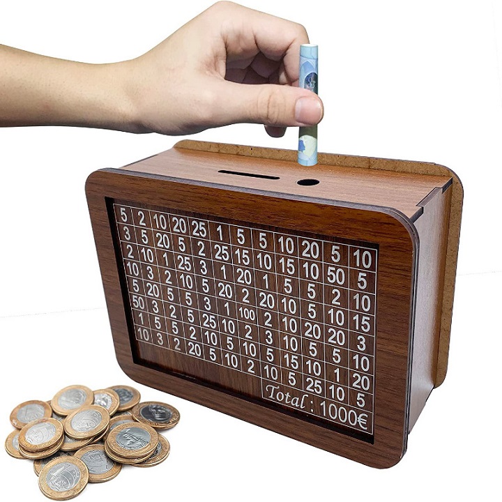 Piggy bank wooden box for cash Saver