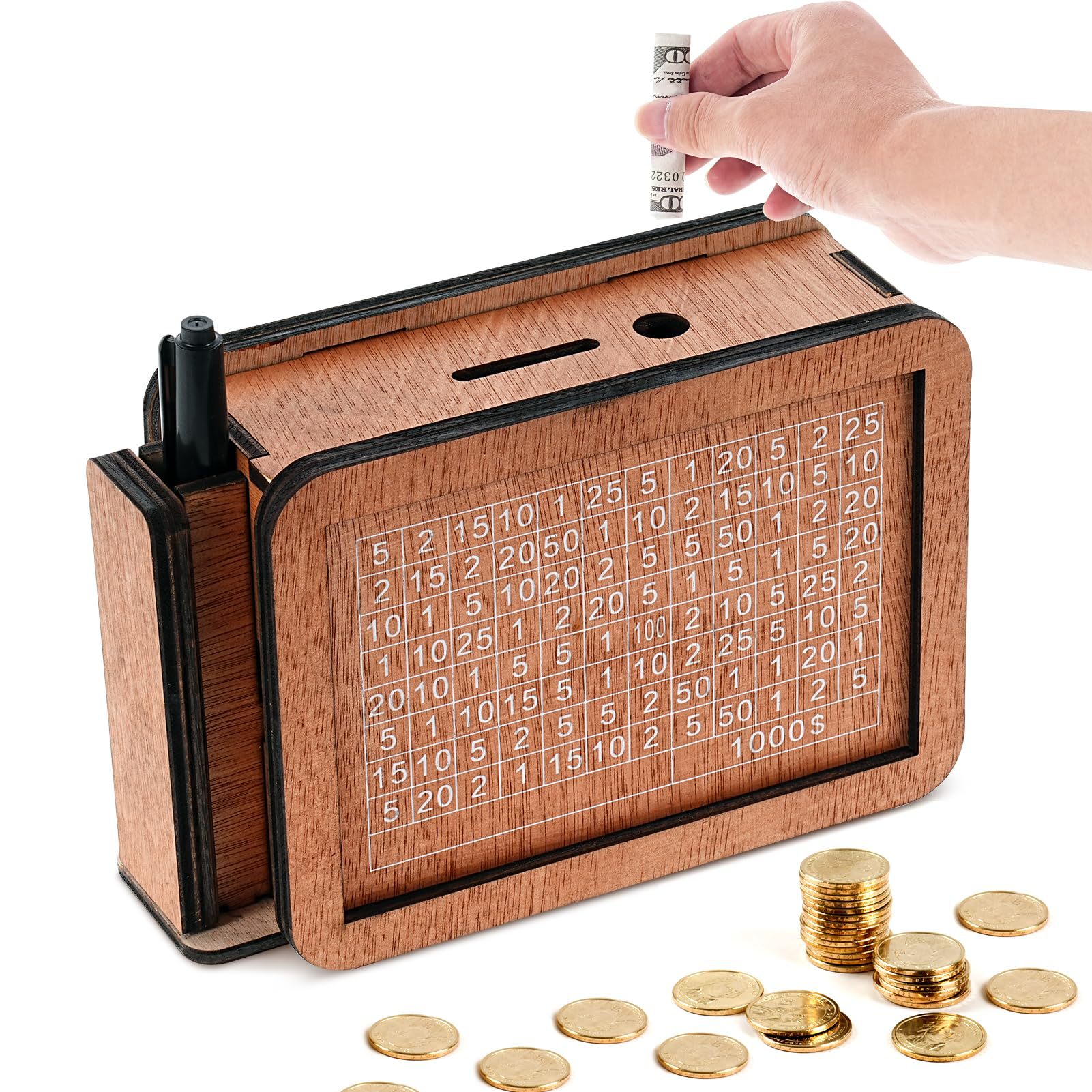Piggy bank wooden box for cash Saver