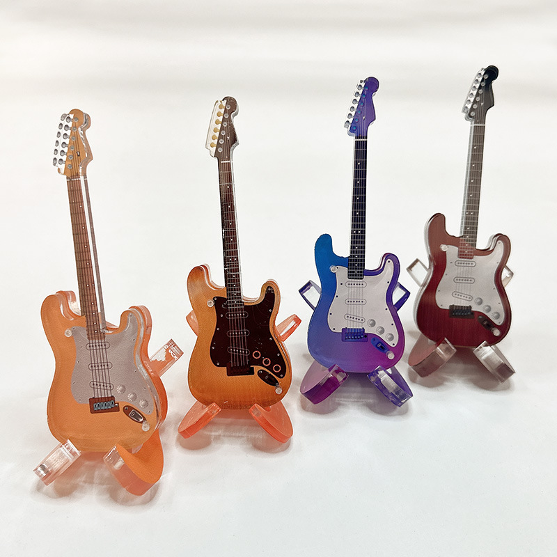 Acrylic electric guitar anti-fidelity miniature guitar model small ornaments dollhouse scene shooting musical instruments