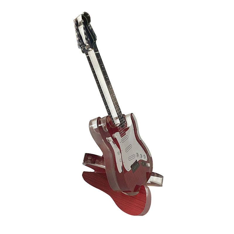 Acrylic electric guitar anti-fidelity miniature guitar model small ornaments dollhouse scene shooting musical instruments