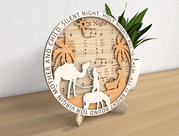 Wooden Nativity Christmas Hanging Ornament