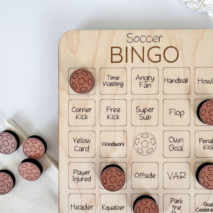 Football Bingo Game Wooden Football-Themed Bingo Game