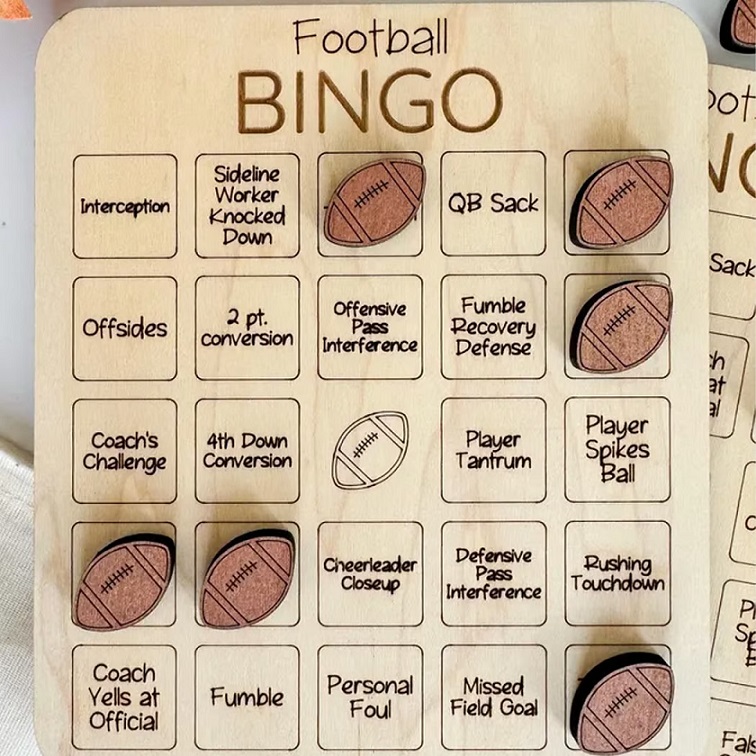 Football bingo game wooden plaque