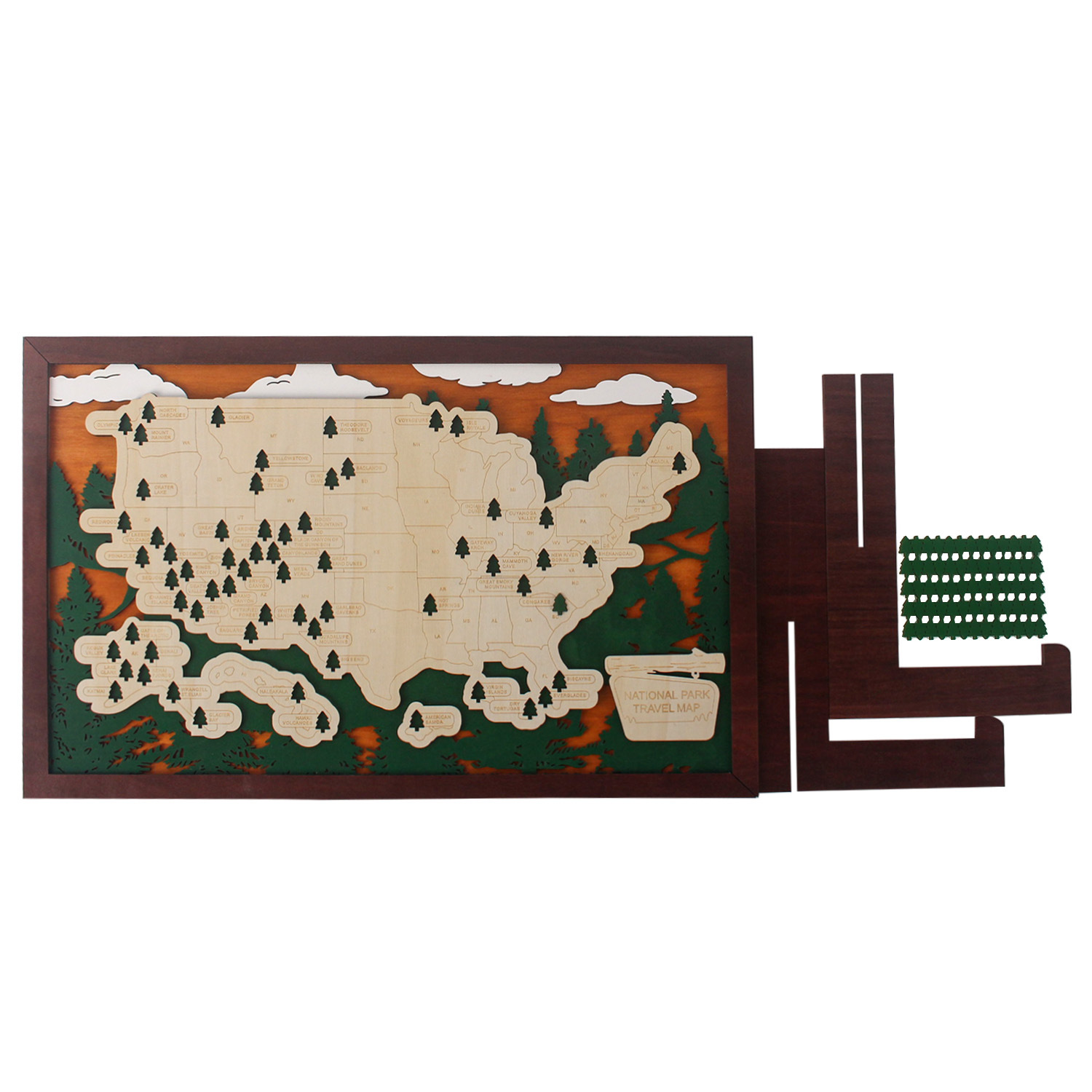 Wall Decoration US National Parks Tourist Map Wooden Travel Map Wall Hanging Home Decoration Ornaments
