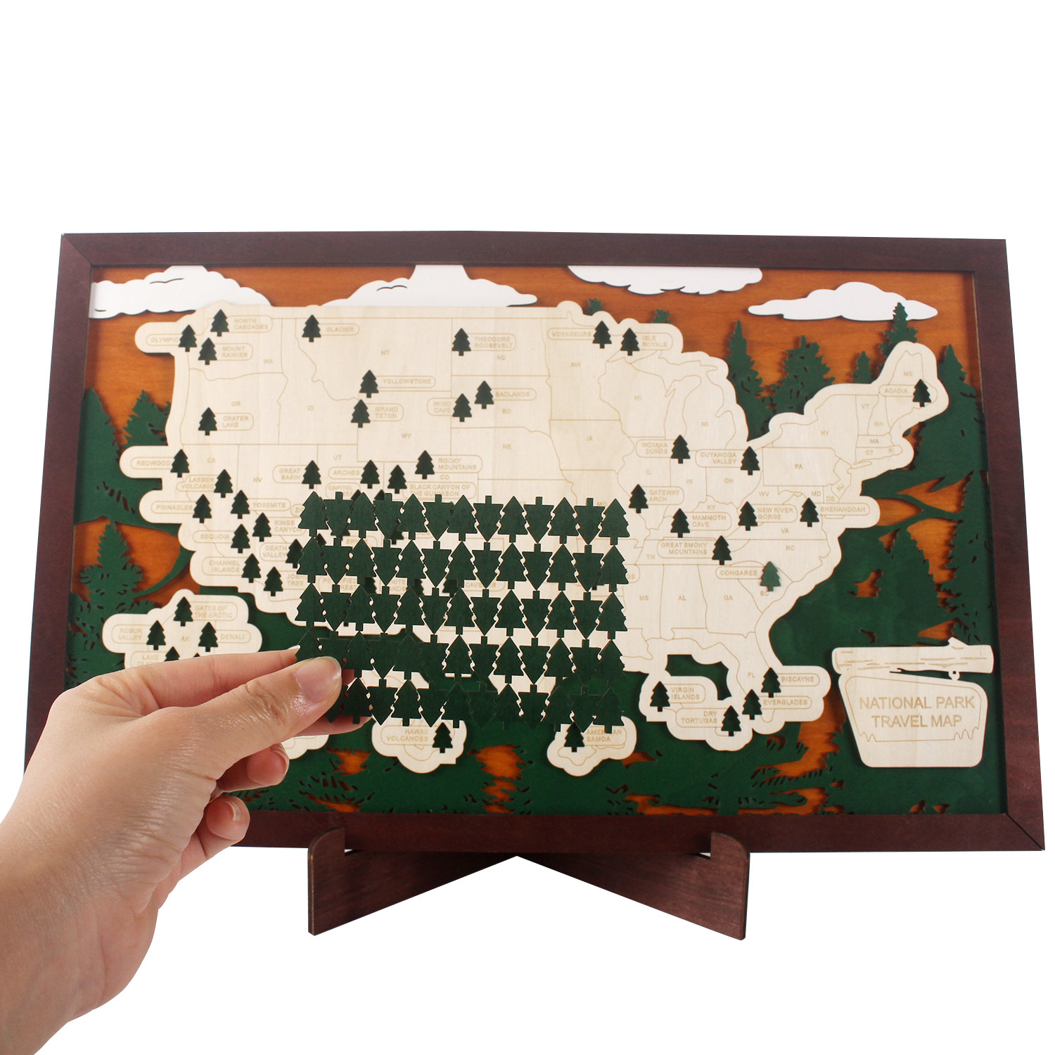 Wall Decoration US National Parks Tourist Map Wooden Travel Map Wall Hanging Home Decoration Ornaments