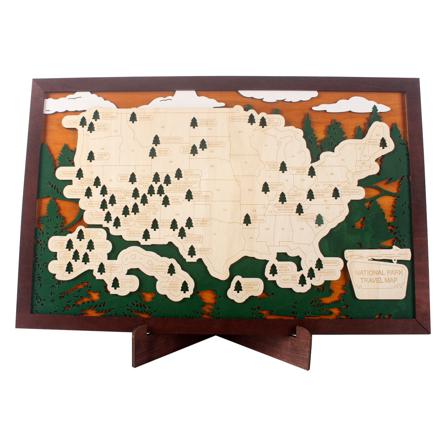 Wall Decoration US National Parks Tourist Map Wooden Travel Map Wall Hanging Home Decoration Ornaments