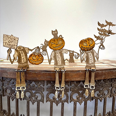 Spine-Chilling Elegance: The Halloween Thriller Pumpkin Man Set by Gumowood Crafts
