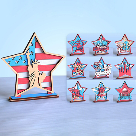 Patriotische Eleganz: Handgefertigte sternförmige Holzrahmen mit amerikanischer Flagge Patriotische Eleganz: Handgefertigte sternförmige Holzrahmen mit amerikanischer Flagge