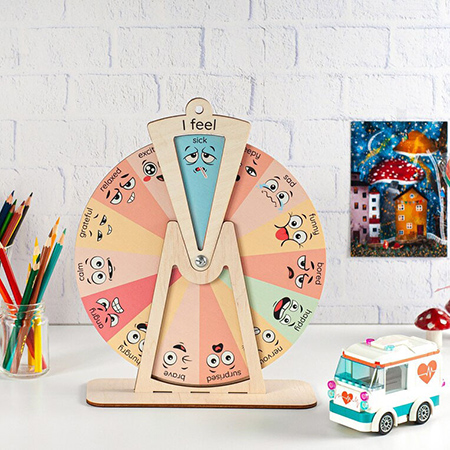 Træhjul til justering af følelser - Håndlavet mindfulnessværktøj fra Gumowoodcrafts