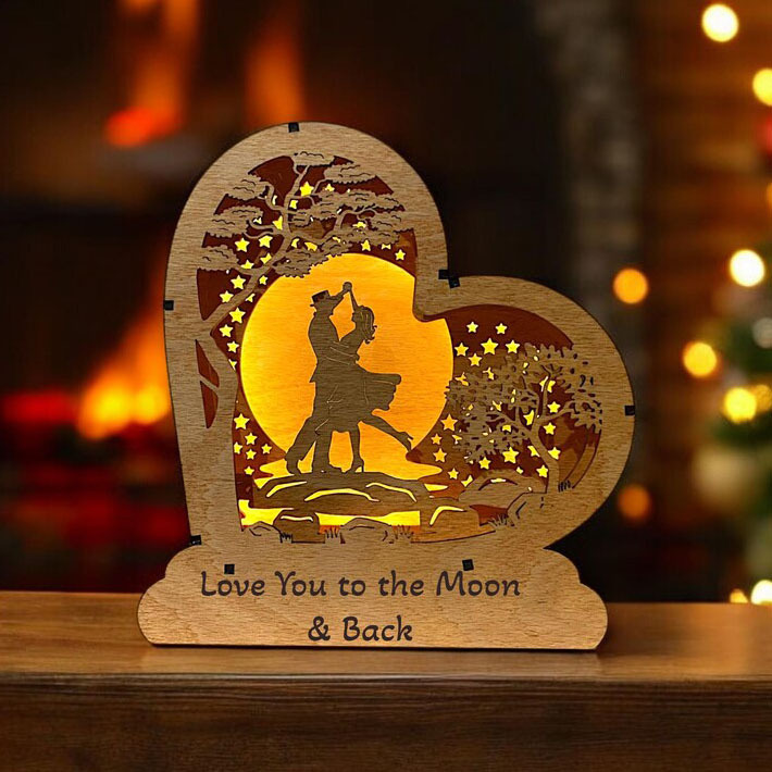 Деревянная прикроватная лампа ко Дню святого Валентина — романтическое освещение ручной работы от Изделия из гумодерева