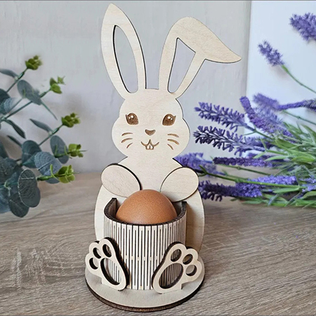 Whimsical Wooden Rabbit Egg Cup - Handcrafted Breakfast Charm by Gumowoodcrafts