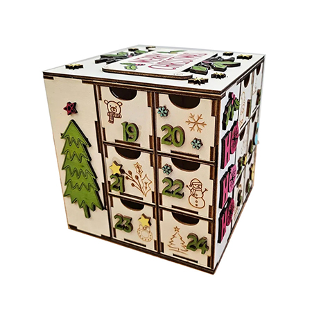 Scatole per calendario dell'avvento in legno personalizzate - Decorazioni natalizie artigianali Scatole per calendario dell'avvento in legno personalizzate - Decorazioni natalizie artigianali