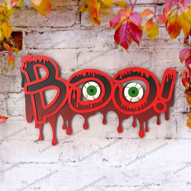 Spooky & Stylish: Handcrafted Boo Wall Sign for Halloween Decor