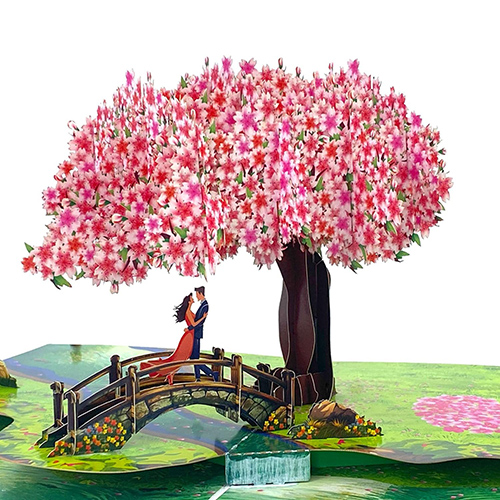 Udsøgt 3D hjerteformet pop-up-kort med kirsebærblomsttræ: Den perfekte valentinsgave Udsøgt 3D hjerteformet pop-up-kort med kirsebærblomsttræ: Den perfekte valentinsgave
