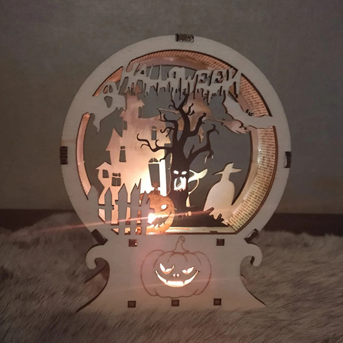 Enchanting Custom Halloween Wooden Night Lights for Spooky Ambiance