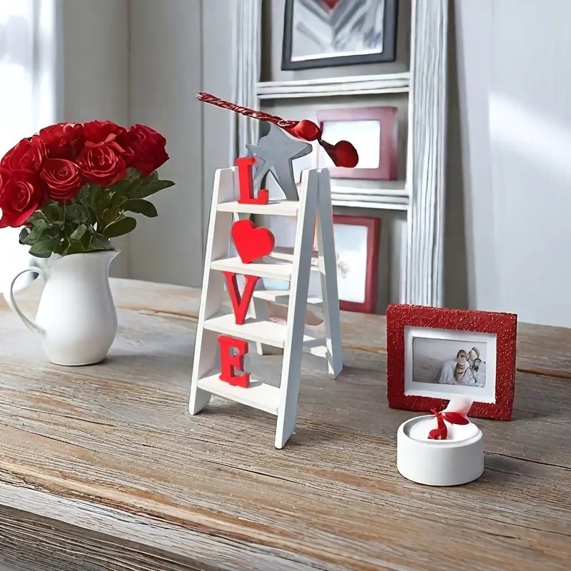Valentine Ladder Tabletop Decoration: Handcrafted Elegance for Romantic Spaces