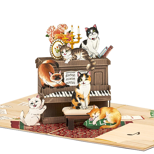 Purr-fect Surprise: Custom 3D Cat-on-Piano Birthday Cards for Feline Enthusiasts