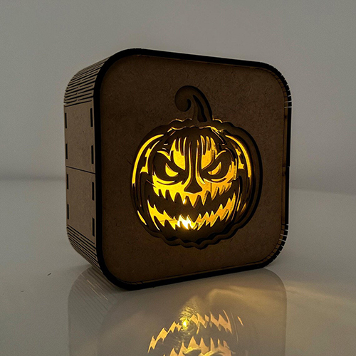 Handcrafted Halloween Wooden Pumpkin Night Lights: Custom Party Decor for Spooky Ambiance