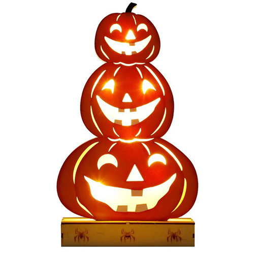 Custom Halloween Decorative Pumpkin Light: Wooden Haunted House Night Light