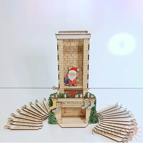 Custom Wooden Santa Chimney Advent Calendar - Christmas Countdown Tabletop Decor
