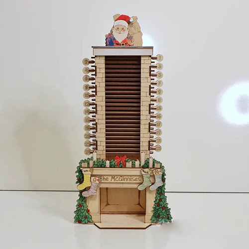 Custom Wooden Santa Chimney Advent Calendar - Christmas Countdown Tabletop Decor