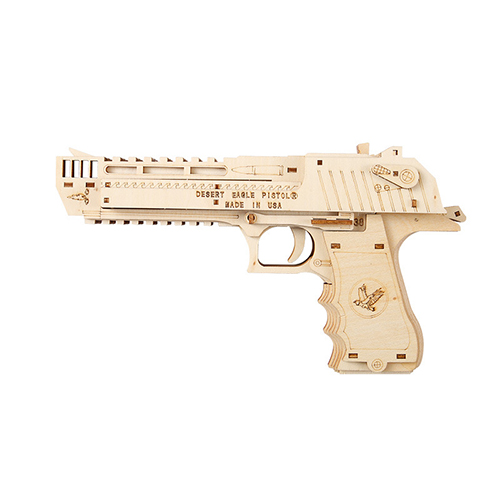 Desert Eagle Wooden Rubber Band Gun: 3D Assembly Puzzle Model for Creative Play