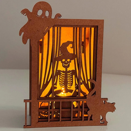 Customizable Halloween Skull Lamps - Wholesale Wooden Decorative Lighting for Seasonal Displays