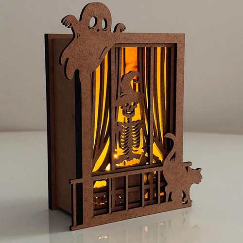 Customizable Halloween Skull Lamps - Wholesale Wooden Decorative Lighting for Seasonal Displays