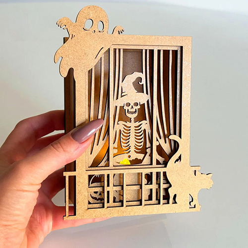 Customizable Halloween Skull Lamps - Wholesale Wooden Decorative Lighting for Seasonal Displays