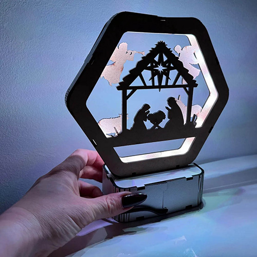 Handcrafted Wooden Nativity Night Light – Christmas Home Decor & Holiday Gift