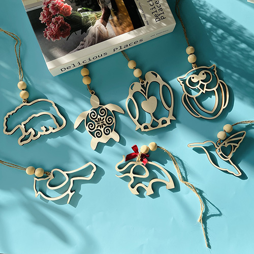 Wholesale Friendship Gift Wooden Animal Pendant for Christmas Tree Decoration