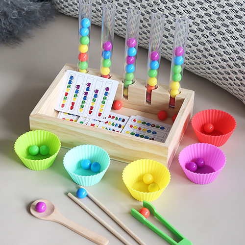 Wooden Test Tube Bead Clamping Toy – Montessori Fine Motor Skill Toy for Toddlers | B2B Source Factory