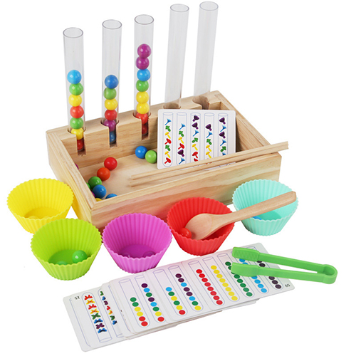 Wooden Test Tube Bead Clamping Toy – Montessori Fine Motor Skill Toy for Toddlers | B2B Source Factory