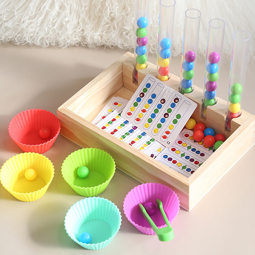 Wooden Test Tube Bead Clamping Toy – Montessori Fine Motor Skill Toy for Toddlers | B2B Source Factory