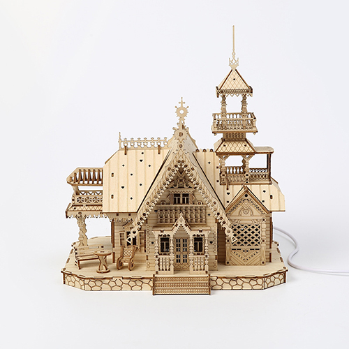 B2B Wholesale 3D Wooden Puzzle Retro Villa - Factory-Direct DIY Educational Toy for Kids