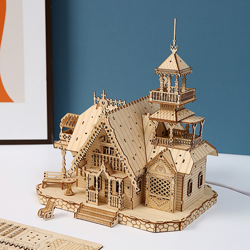B2B Wholesale 3D Wooden Puzzle Retro Villa - Factory-Direct DIY Educational Toy for Kids