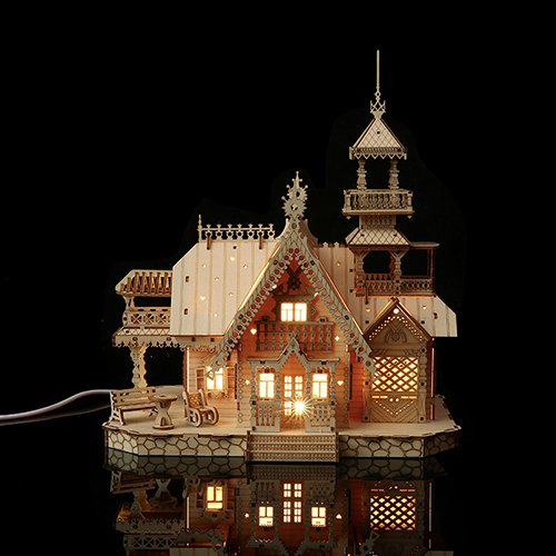 B2B Wholesale 3D Wooden Puzzle Retro Villa - Factory-Direct DIY Educational Toy for Kids
